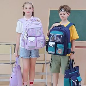 LOTPAN นักเรียนโรงเรียนประถมศึกษากระเป ๋ านักเรียนเกรด 1-3-6แฟชั นิยมลดภาระกันน าขนาดใหญ ความจุกระเป าเป ้สะพายหลังสบายๆ