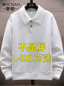 Áo Thun Polo Tay Dài Họa Tiết Nổi Cỡ Lớn Mùa Thu Thường Ngày Thường Ngày Polyester Áo Thun Nam