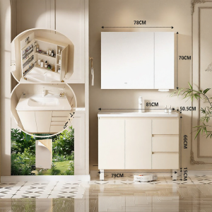 SSWW | Bộ Tủ Rửa Mặt Phòng Tắm Gỗ Tự Nhiên Đa Lớp