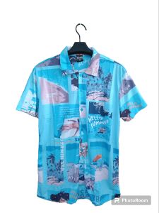 Kemeja Pria/Wanita Lengan Pendek/SPOON/Motif Biru Summer