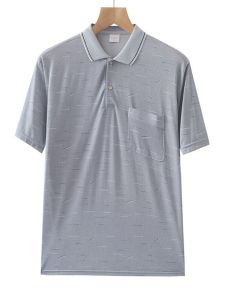 Áo Thun Nam Tay Ngắn Mới in Họa Tiết Sọc Cổ Polo Thường Ngày Mùa Hè Cho Bố Áo Thun Cotton Polyester Thoáng Khí Thoải Mái