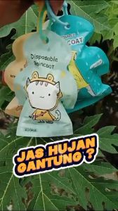 Jas Hujan Plastik Bening Transparant Sekali Pakai Anak Anak Dewasa Disposable Raincoat Karakter Gantung