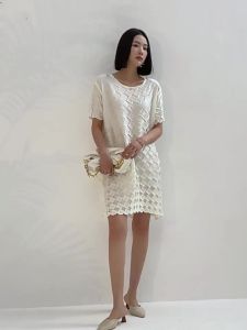 40793 One Size (45-75kg) Autumn WomenS Handmade Square Pleated Plus Size Short Sleeve Pullover Midi Dress