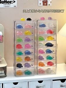 Turtle Doll Small Display Luminous Toys Storage Box Display Organizer Transparent 乌龟对对碰收纳盒透明