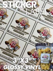 3X3 INCHES STICKER LABEL WATERPROOF SMUDGE PROOF HIGH QUALITY PRINTING| TRANSPARENT AND GLOSSY VINYL