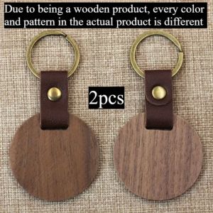 2pcs Wooden Keychain Black Walnut Keychain Vertical Stripe Wooden Keychain Classic Style Comfortable Hand Feel Home Keychain