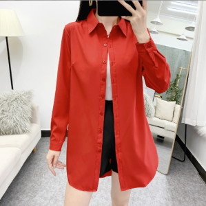 plus Size Womens Shirt Long Sleeve Loose Fit Fashionable Inner Wear Belly Covering Casual Polyester Blend Autumn Spring Wear