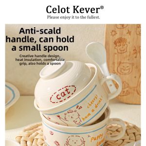 Cute Microwave-safe Bowl with Lid and Handle