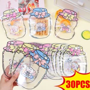 30PCS Cartoon Bottle Shape Ziplock Bag PVC Waterproof Snack Bag Childrens Birthday Candy Cookie Packaging Bag Home Party Wedding Gift Decoration Supplies