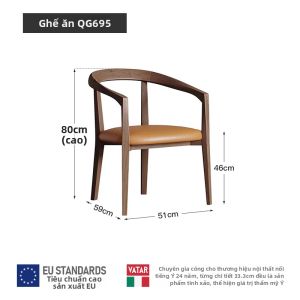 Bàn Ăn Gỗ Rắn Màu Hạnh Nhân Tròn Phong Cách Tối Giản Ý