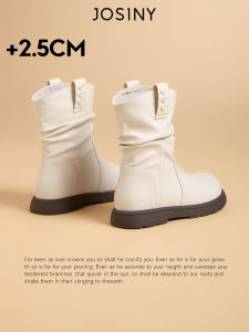 Josiny | White Comfortable Soft Flat Ankle Boot Slim
