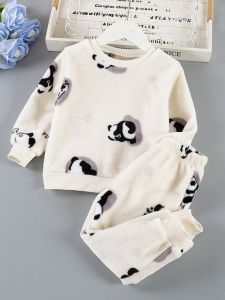 Bộ Đồ Ngủ Vải Nỉ Coral Kids Home Clothes Cho Bé Trai Và Bé Gái Quần Áo Mùa Thu Đông Ấm Áp Thoải Mái Chất Liệu Polyester