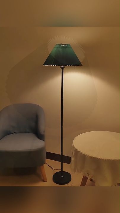 Floor Lamp Modern Design White Lampshade Pleated Standing