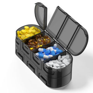 Weekly Pill Organizer 7 Days Daily Vitamin Case Large Capacity Compartments Pills Containers for Fish Oil Medicine Supplements