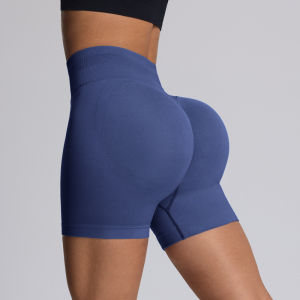 CZGUKE Gym Shorts Women Fitness Sports Biker Shorts 4.5" Low Ribbed Band Yoga Shorts Workout Scrunch Butt Seamless Leggings
