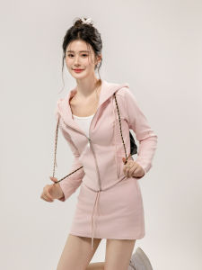 SHANGWEILUO | Elegant Age-Reducing Sports Skirt Suit Hooded Jacket and Half Skirt
