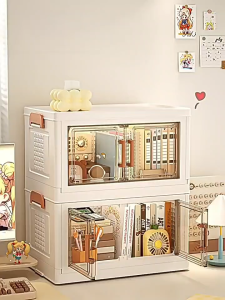 in hom Desktop Foldable Plastic Storage Cabinet With Drawer For Stationery Cosmetics Desktop Storage Organizer waterproof dustproof