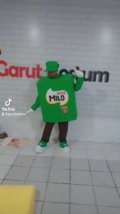 Kostum maskot badut karakter milo hijau lucu setelan costume