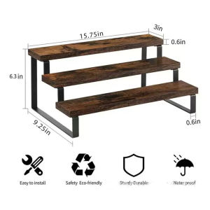 3 Tier Wooden Display Riser Cupcake Stand Perfume Makeup Mini Figure Holder Kitchen Countertop Spice Rack Organizer Shelf