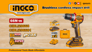 INGCO 20V 66NM CORDLESS IMPACT DRILL | COMPACT BRUSHLESS MOTOR | CIDLI20668 CIDLI206681