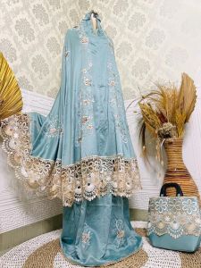 MUKENA DEWASA LEYNA MEWAH SUTRA BORDIR MANUAL TIMBUL 3D LEYNA