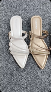 Lynne Victoria Heels Kasual 2 Cm Sandal Wanita Slip-On Glossy Anti Licin Variasi 4 Warna