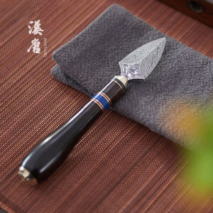 Hantang Damascus Tea Knife Puer Black Tea Tea Needle Tea Awl Ebony Stainless Steel Kung Fu Tea Brick Knife Tea Knife
