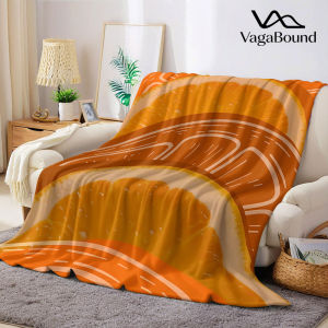 Orange Slice Layer Flannel Blanket Warm Soft Halloween Christmas Decorative Couch Warm Cozy All-Season Gift
