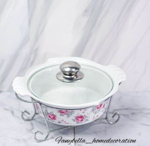 Prasmanan Queen Rose keramik Tempat Saji Lauk Makanan Mangkok Tempat Sup Motif shabby chic mewah Import QUEEN ROSE keramik dapur