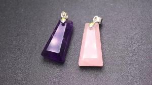 Elegant Natural Amethyst Pendant Gemstone Rose Quartz 13*25mm Necklace Handmade Jewelry for Women Party Gift