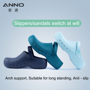 ANNO Soft Doctors Nurses Protect Medical Shoes EVA Anti-slip Clogs With Strap Operating Room Lab Slippers Chef Work Flat flip for Long Standing