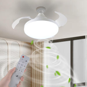 LED Fan Light Hanging Invisible Ceiling Fan Light E27 Screw Mute Remote Control  Dimmable Light For Living Room Bedroom Light