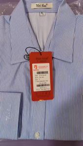 Mẫu mới 2023 Áo sơ mi Thái Hoà vải sợi tre sọc thẳng màu cam 283-09