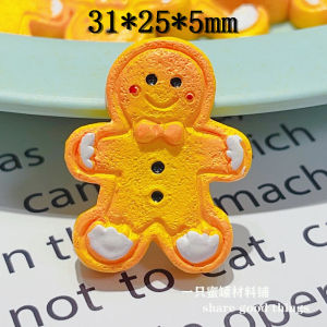 Cute Gingerbread Man Resin Accessories Christmas DIY Cream Glue Phone Case Cup Sticker Christmas Tree Doll Accessories
