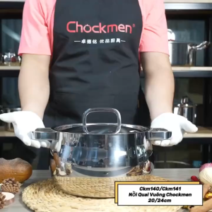 Nồi quai vuông nắp inox Chockmen nồi inox 316 nồi đáy liền 3 lớp nồi hầm nồi nấu canh 182024cm