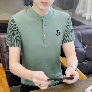 HENGYUANXIANG | Slim Fit Short Sleeve Polo Shirt For Men Casual Stand Collar T-Shirt Fashionable Summer New Style Comfortable Breathable Cotton Blend