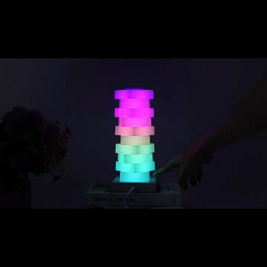 RGB color block LED desk lamp features a freely rotatable light block design making it suitable for ambient lighting in bedrooms dining rooms bars and similar venues.