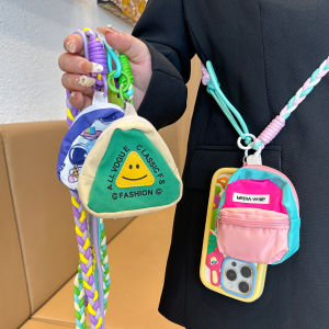Trendy Childrens Mini Backpack Adjustable Phone Lanyard Crossbody Bag with Earphone And Keychain Organizer Anti-Lost Phone Chain