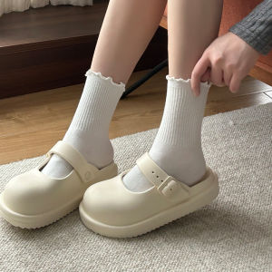【New Arrival】UTUNE Womens Mary Jane Half Slippers Thick Sole Non-Slip With Adjustable Buckle Cute Lady Sandals