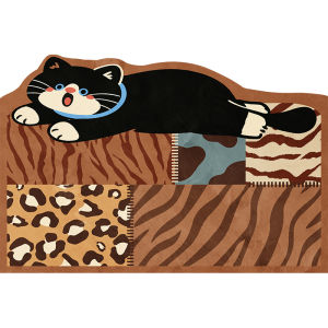 YUNHAOBUYI | Cartoon Retro Cat Shaped Slip-Resistant Wash-Free PVC Trimable Door Mat