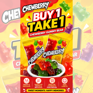 [BUY 1 TAKE 1] COD Chewberry Gummy Bear 6s Sugarcoated Fruity Snack Candy for Lootbags Birthdays Party and Pangtindahan - Sweet and Sour Fruity Blend - Bonbon Wholesale
