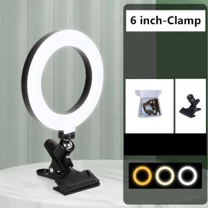 Clip-on Ring Light Lighting Kit Phone Selfie Light 3-Stop Webcam Photography Accessories Auto Projection 6-Inch Fill Light