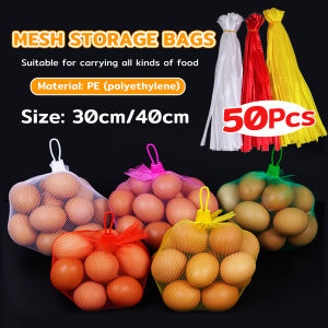 Suomi 50pcs Mesh Storage Bags Egg Packaging Bag Reusable Net Bags Storage Fruits Seafood