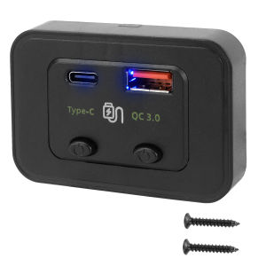 12V 24V Car Fast Charger Dual USB PD Type C QC 3.0 Socket Adapter with Independent Switch 48W