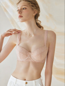 French Style Supportive Gathered Minimizing Bras Lace Soft Steel Ring