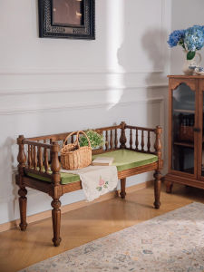 American Style Solid Wood Retro Shoe Bench Home Use Long Bench Doorway Shoe Exchange Bench for Bedroom Tail Bench