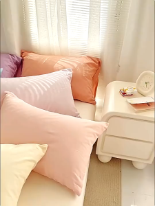 Pillow Case Plain Cotton 2pcs per pack PLAIN Color With Stripes with Borders(18*28inches/48x74cm)