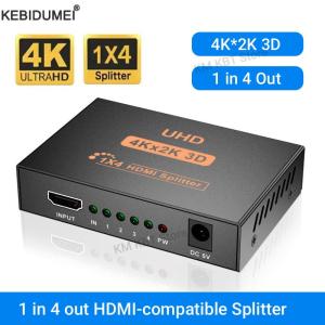 1 in 4 out HDMI-compatible Splitter UHD 4K X 2K 3D HDTV Splitter 1X4 Video Splitter HD Cable Adapter For HDTV DVD PS3/4 Xbox