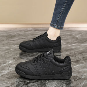 Womens Casual Fashion Sneakers Spring 2025 New Style Genuine Leather Sports Shoes Thick Bottom Anti-slip Work Shoes