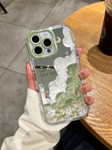 Full Cover Cloud Oil Painting Graffiti Cream Mirror Surface iPhone Case for 17Promax 16 15 Goddess Design Anti-Fall Acrylic Shell